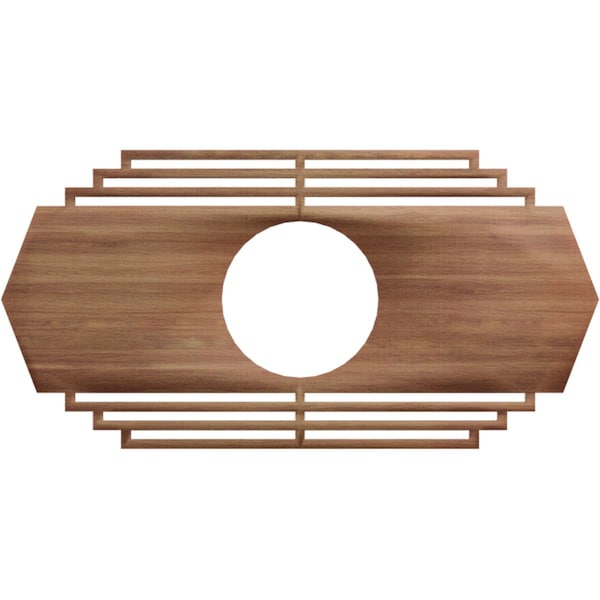 Ekena Millwork Chrysler Wood Fretwork Pierced Ceiling Medallion, Walnut, 26"W x 13"H x 6 7/8"ID x 3/8"T CMWP26X13X0375CSWA - main